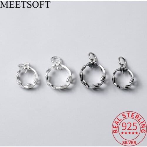 MEETSOFT Classic 925 Sterling Silver Round Leaf Pandent Charms Special of DIY Handmade Fine Jewelry Accessory wholesale
