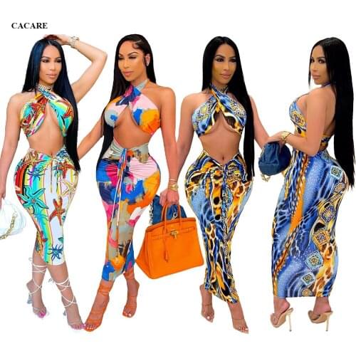 Fashion Floral Print Wrap Dress Women Sexy Dresses Overall Party Night Club Boho Dress 2021 Multi Way F0152 Backless CACARE