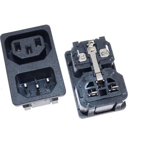 IEC320 C14 Inlet C13 Outlet Combination Two Way Socket Electrical Socket Industrial Plug Power Rocker Socket Connector