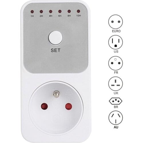 FR US EU UK 10Hr Countdown Timer Switch Socket Plug Intelligent Time Setting Control Socket Electricity Power Metering Socket