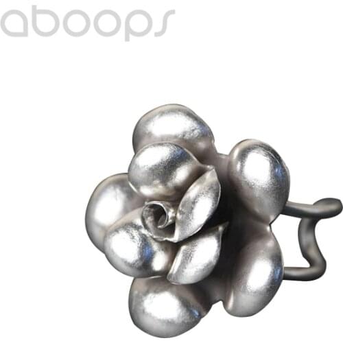 Vintage 925 Sterling Silver 3D Flower Ring for Women,Free Shipping
