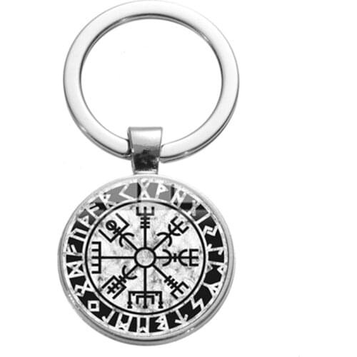 Vintage Viking Compass Keychain Ancient Trinity Nordic Art Design Time Car Keychain Boy Jewelry Handmade Gift