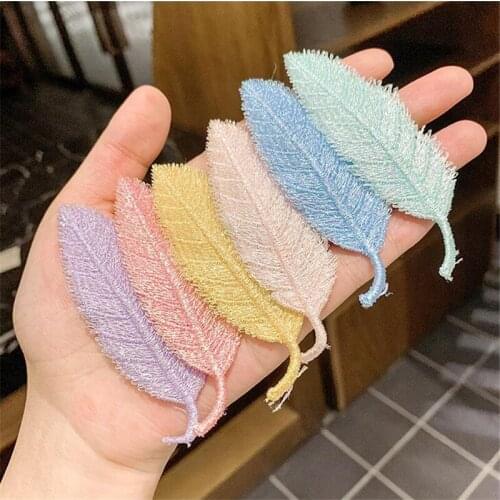 New Women Girls Cute Colorful Leaf Feather Shape Hairpins Sweet Hair Clips Barrettes Slid Clip Fashion Hair Accessories
