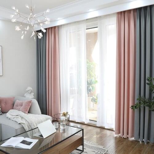 Cortinas Para Sala De Estar Curtains for Living Room Nordic Mosaic Curtains Plain Simple Modern Meteor Linen Blackout Curtains
