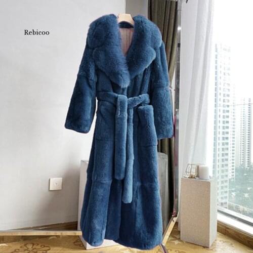 Oversize Faux Fur Coat Winter Women X-Long Faux Fox Fur Jacket Fashion Plus Size Parka Coats Lady Warm Jacket With belt