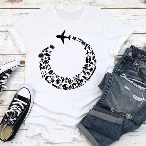 Women Clothes Cartoon Holiday Travel 90s Cute Clothing Summer Fashion Short Sleeve Print Tshirt Female Tee Top Graphic T-shirt