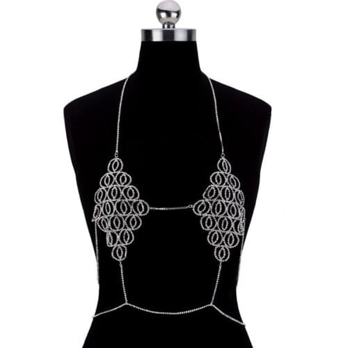 Fashion Women Necklace Bodychain Jewelry Luxury Crystal Rhinestone Flower Belly Body Gold Chain Summer Beach Jewelry Accessories