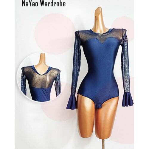 Lotus Long Sleeve Latin Dance Dress Women Bodysuit Latin Dance Tops for Ballroom Tango Chacha Dancing Performamnce TL623
