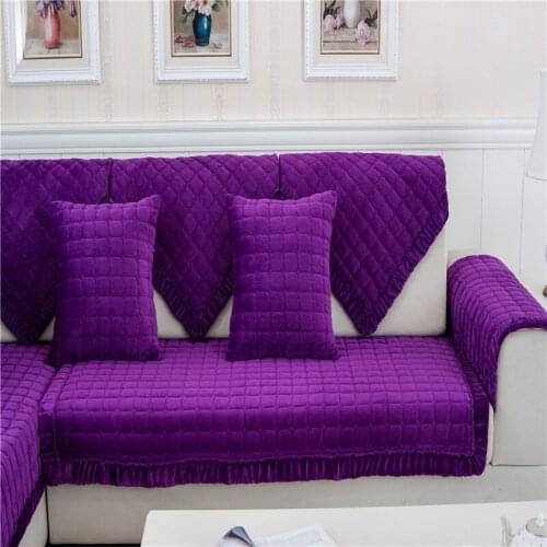 Winter flannel thicken plush non-slip sofa cover cushion slip resistant slipcover seat plaid sofa couch cover sofa towel X
