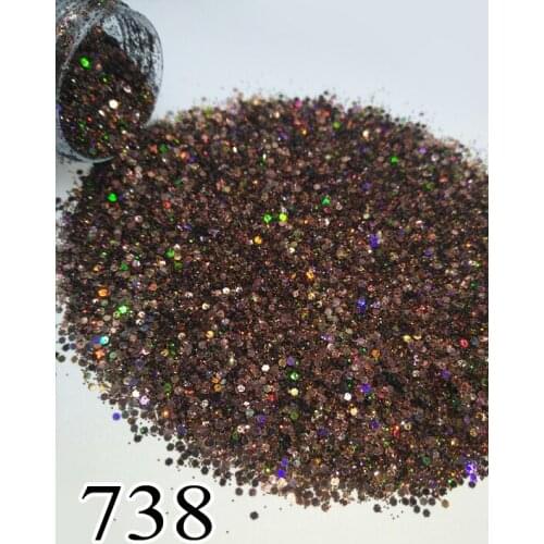 1 Jar/Box 10ml Coffee Laser Holographic Glitter Dark Brown Shiny Nail Glitter Powder for Gel Nail Art Powdere 738 705 737