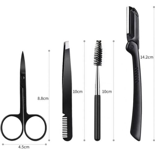 1Set Eyebrow Trimmer Eyebrow Razor Kit Eyebrow Scissors Eyebrow Comb Razor for Face Tweezers Eyelash Brush Makeup Accessories
