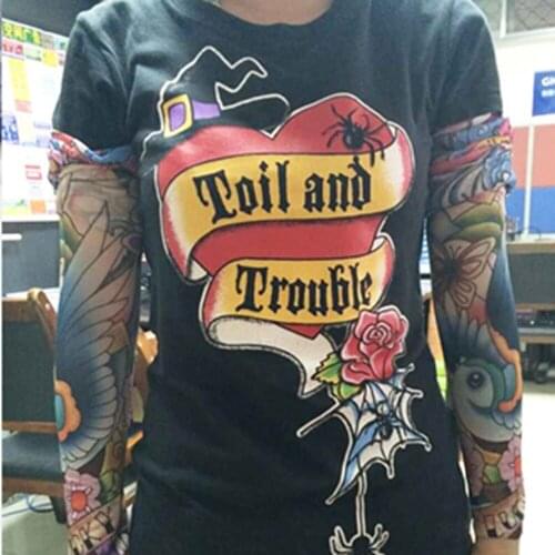 1 Pc Color Random New Fake Tattoo 0008 Elastic Arm Sleeve Arm Stockings Sport Skins Sun Protective For Cool Men & Women