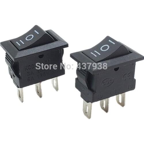 10pcs Push Button Switch 10x15mm SPST 3Pin 3 Position 3A 250V KCD11 On/Off/ON Boat Rocker Switch 10MM*15MM Black