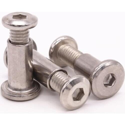 10pcs Furniture Screw M8 Stainless Steel 304 Flat Head Hexagon Socket Coupling Nut
