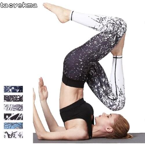 2020 Slim Fitness Yoga Pants Training Leggings Gym Sport High Waist Tights Running Jogging Tummy Control Printed Trousers