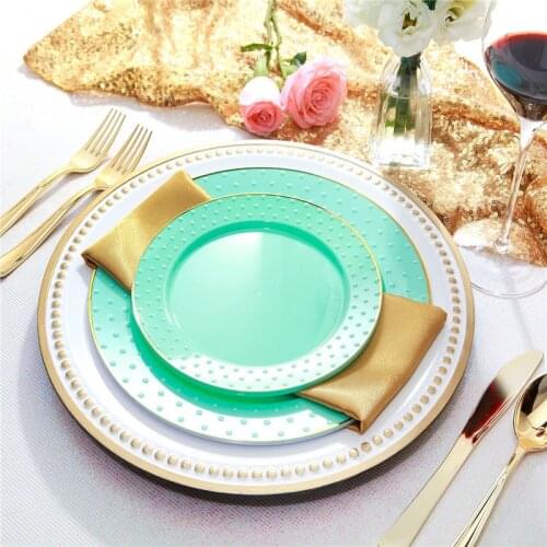 2021 New Style Disposable Plastic Meal Size Inventory Heart Plate Wedding Party Tableware 50PCS 10.25inch and 50PCS 7.5 inch