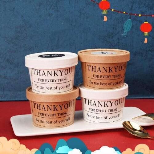 50pcs Net red iice cream cup 270ml kraft paper packaging boxes diy baking favors cake pastry jar yogurt dessert cups with lids