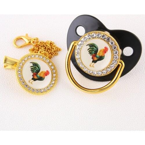 Baby Bling Pacifier Dummy Nipple Cartoon Cock Rooster Pacifier BPA Free Baby Soother Unique Gift
