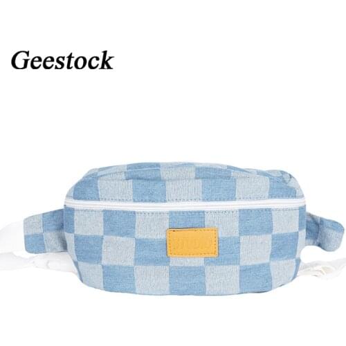 Geestock Denim Waist Pack Vintage Lattice Fanny Pack for Women Popular Harajuku Beggar Crossbody Bag Summer Style Chest Bags