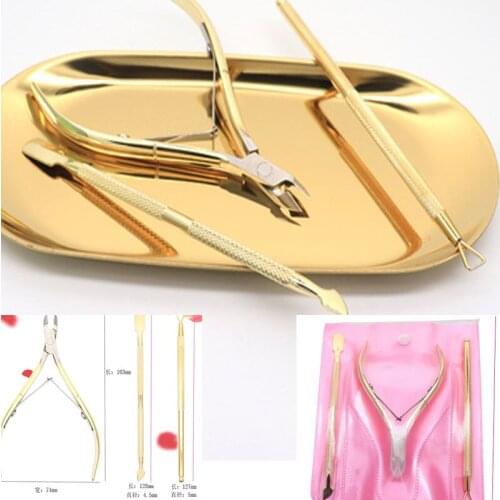 Pure gold Toenail Ingrown Nail Art Cuticle Nipper Clipper Edge Cutter Manicure Scissor Plier Tool Pedicure Dead Skin Remover