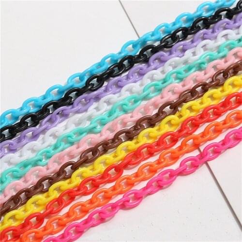 Julie Wang 5PCS 6*8mm 40cm Acrylic Link Chain Plastic Colorful Closed Soldered O Chain Bracelet Jewelry Making Accessory