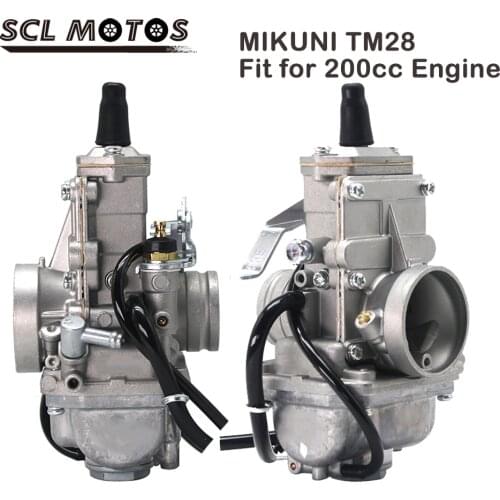 SCL MOTOS Mikuni 28mm Motorcycle Carburetor Flat Slide Carburador For Honda Yamaha Kawasaki KTM 200cc Engine Motorbike Racing