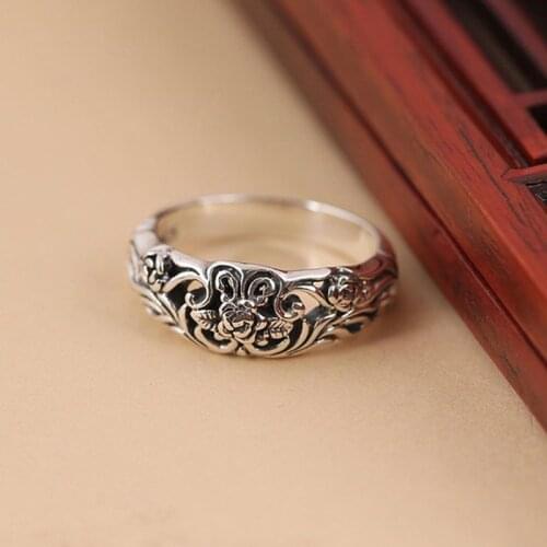Antique Silver Color Ring for Women Carved Fashion Jewelry Female Rings Vintage Wedding Engagement Band Girl Gift Copper