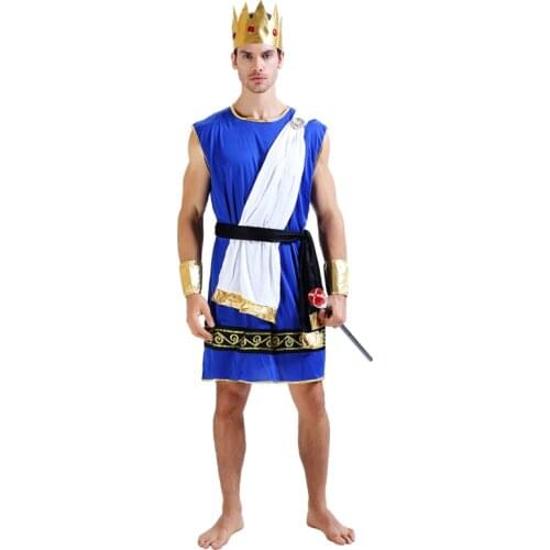 Snailify Men Costume Blue Roman Senator Costume Halloween Cosplay For Adult Knight Warrior Zeus Cosplay