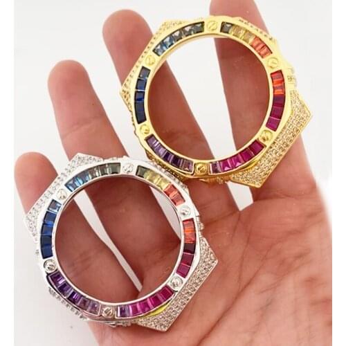 2020 new product custom made GA2100 watch bezel cover with rainbow gemstone