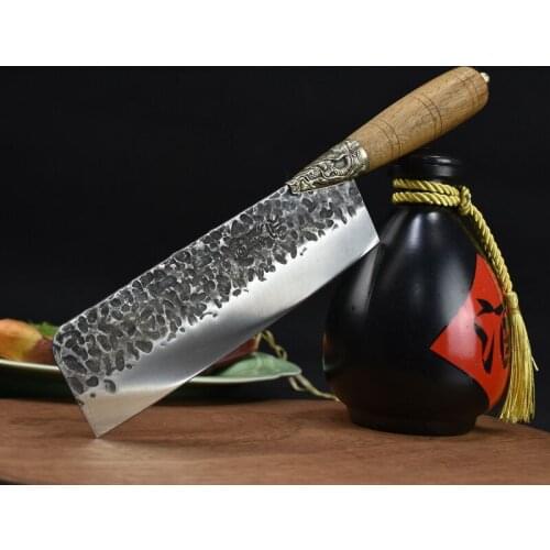 Slicing knife Longquan hand forged kitchen knife household light kitchen knife sharp chef special knife 7Cr17MoV steel