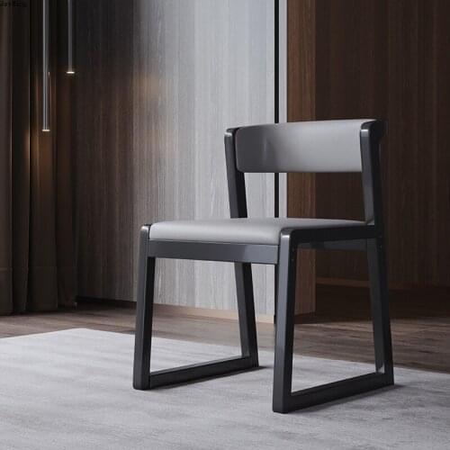 Nordic Dining Chair Solid Wood Home Modern Minimalist Restaurant Chair Backrest Leather Art Tea Dining Chairs Kitchen Furniture