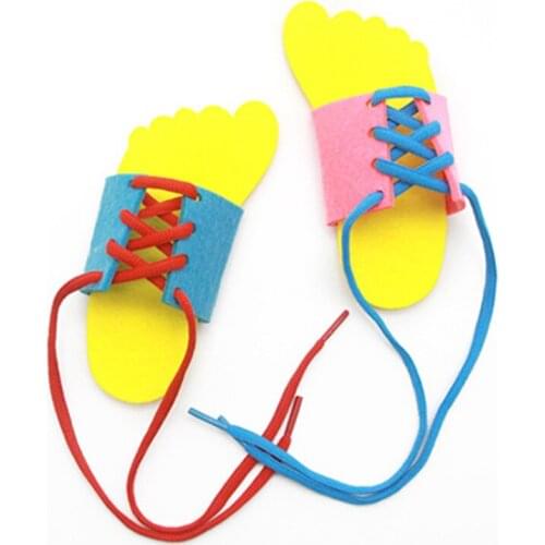 Teaching Kindergarten Manual DIY Weave Cloth Montessori Materials Baby Early Lacing Shoes Teaching Aids Math Toys