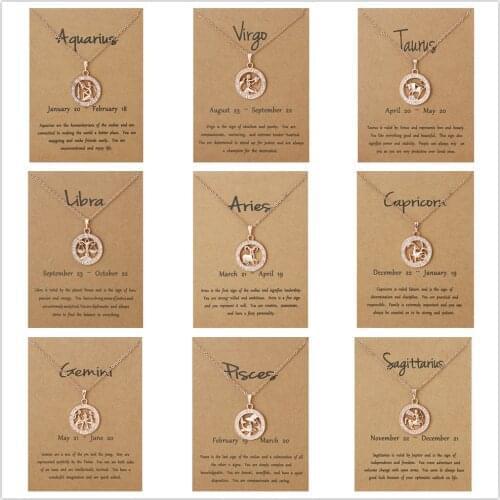 12pcs Popular 3D 12 Zodiac Necklace Pendant Jewelry Wholesale