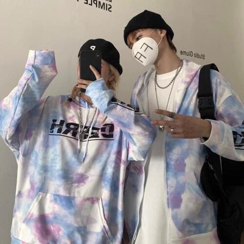 Casual loose tie-dye sweatshirt 2020 new personality fashion jacket couple top