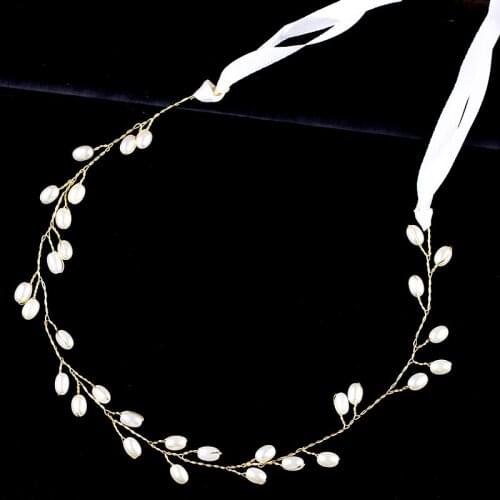 Gold Hair Jewelry Pearl Bride Headband Wedding Hair Accessories Summer Women Thin Headband For Girl