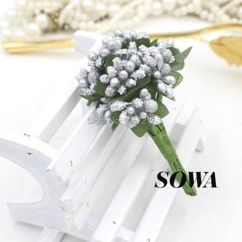 Free Shipping Silver Color Army Flower Stamen Wire Stem/Scrapbooking Flower Leaves And Stamen For Wedding Decoration(144pcs/lot)