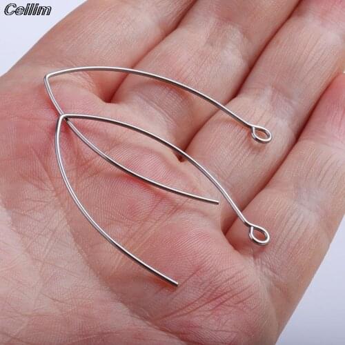 20pcs 40x35mm V-shaped Stainless Steel France Earring Hooks Earring Ear Wires Settings Base for Findings DIY Jewelry Accessories