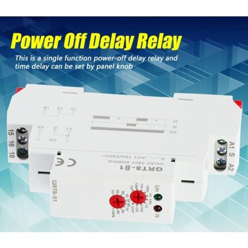 Free Shipping GRT8-B1 Mini Power Off Delay Time Relay Timer Relay DIN Rail Type AC 220V 50-60Hz Off Delay Time Relay