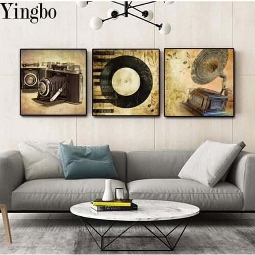 Retro Music Instrument 5d diy diamond painting cross stitch full square/round mosaic abstract diamond embroidery wall art 3 pcs