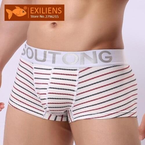 EXILIENS Brand Mens Underwear Boxer Cotton Striped Fashion Cueca Masculina Boxershorts Men Boxers Underpants Size M-2XL 102501