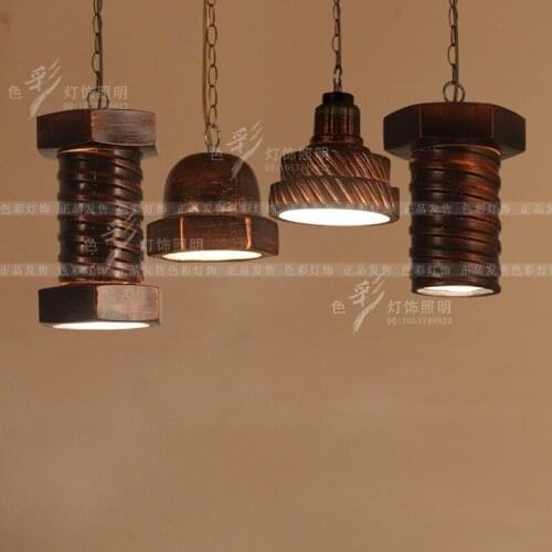 Loft Rh Industrial Warehouse Resin Screw Pendant Lights American Country Vintage For Restaurant/bedroom Home Decoration Black