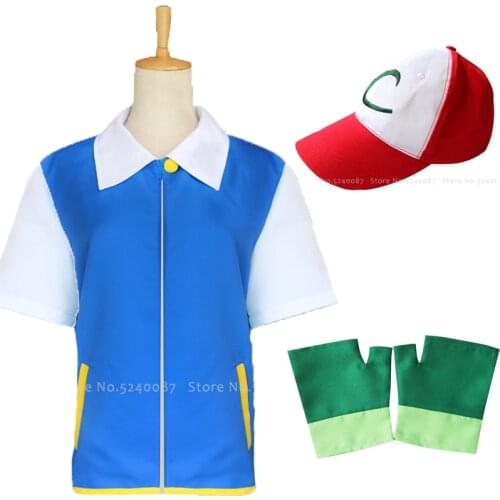 Japanese Anime T-shirt Hat Cosplay Costumes Toys Ball Gloves Role Play Men Blue Tee Tops Cartoon Movie Coats