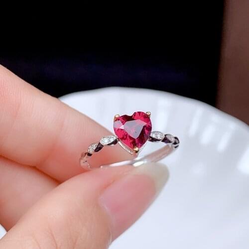 Genuine 925 Sterling Silver Red Ruby Jewelry Open Ring for Women Anillos De Bizuteria Silver 925 Jewelry Natural Ruby Gemstone