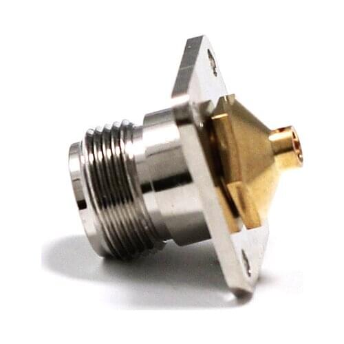 1PC N type Female 4-hole Panel Mount Connector Solder For Semi rigid Cable RG402.141" terminal connectors NEW