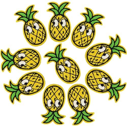 10 pcs Pineapple Fruit Patches DIY Badge for Clothing Iron Embroidered Applique Iron on Patch Sewing Accessories for Clothes