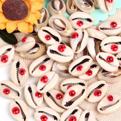 10 Pcs Natural Red Gray Eye Beach Shell Beads For Jewelry Making 10-20mm Oval Shape Beads Diy Charm Necklace Bracelet Accessory