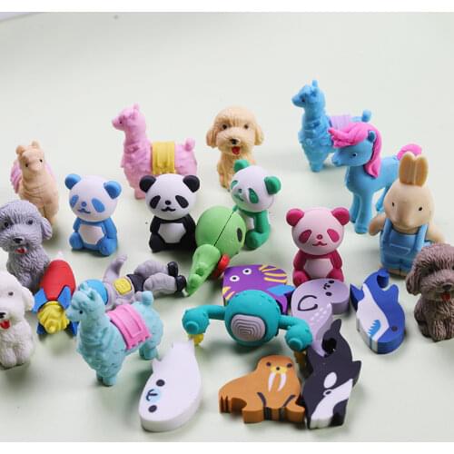 10Pcs/Set Kawaii Cartton Mini Animal Fruit Rubber Eraser Creative Cute Stationery School Supplies Papelaria Gift For Kids