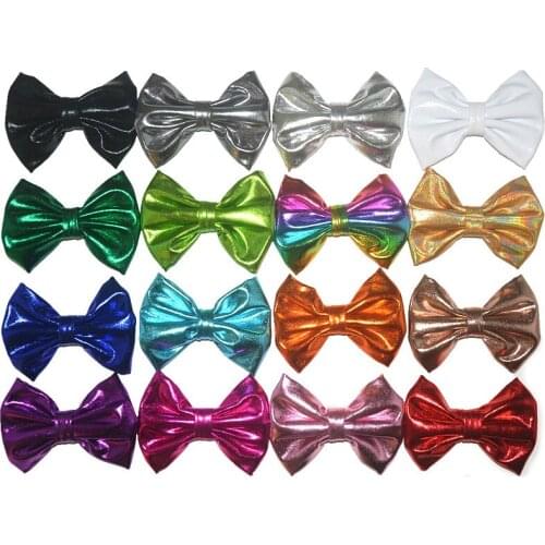 Boutique ins 10pcs Fashion 4" Glossy PU Leather Bow DIY Parts for Hairpins Hair Clips Hairbands Elastic Hair Bands Headbands