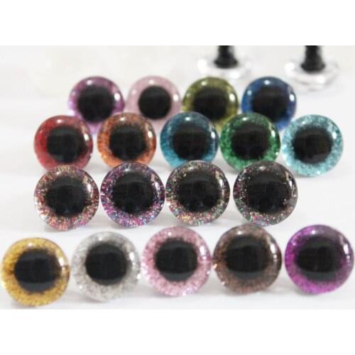 108pcs/lot 14mm lovely 3D clear glitter toy eyes + glitter fabric+ washer for diy plush toy doll--18 colors option--N18