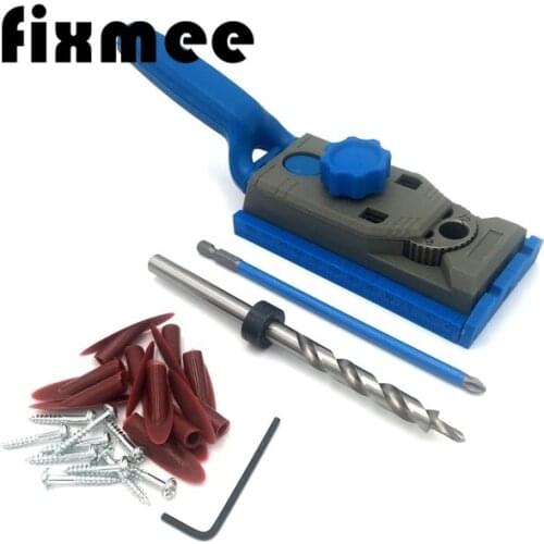 2 in 1 Genius Woodworking Pocket Hole Jig Kit Set 9.5mm Drill For Pilot W/ Scale Straight Hole Positioner Punching Tool